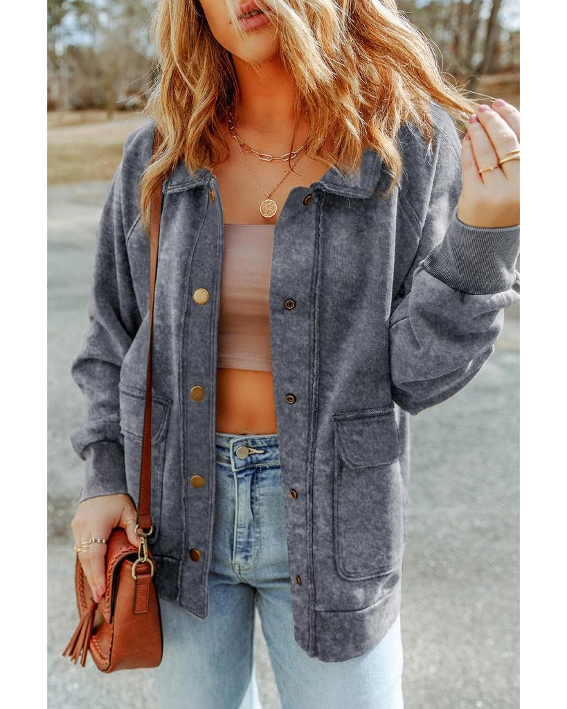 Azura Exchange Винтажная потертая куртка с карманом-клапаном на пуговицах