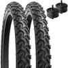 YunSCM Set of Folding Bicycle Tires with 32mm Schrader for Mountain Bikes and Cross 2, 18x2.125 Tires, 57-355, Tubes, Valves, 18-inch 2.125 Bikes,