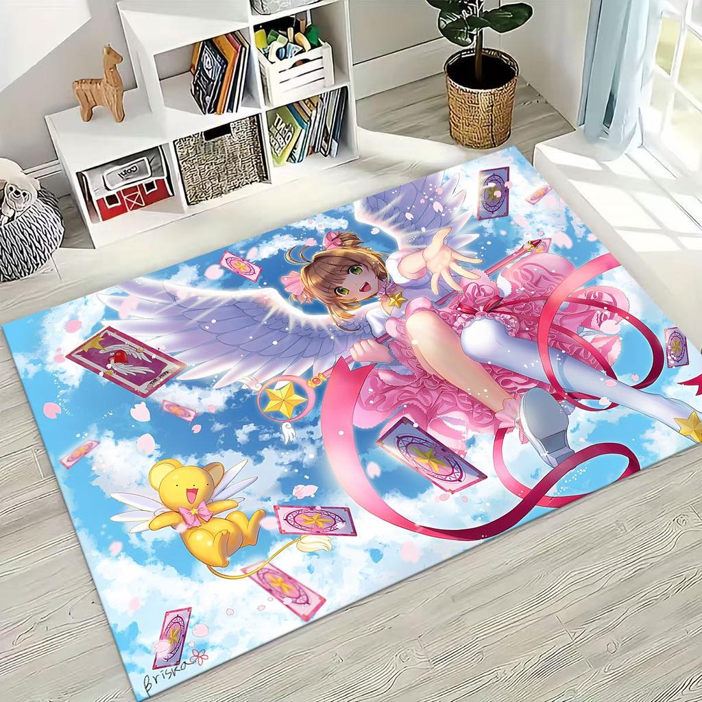 Милый мультяшный коврик с аниме-артом «Карточный ловец Сакура» для спальни, гостиной, дивана, домашний придверный коврик, декор, детский нескользящий коврик для пола