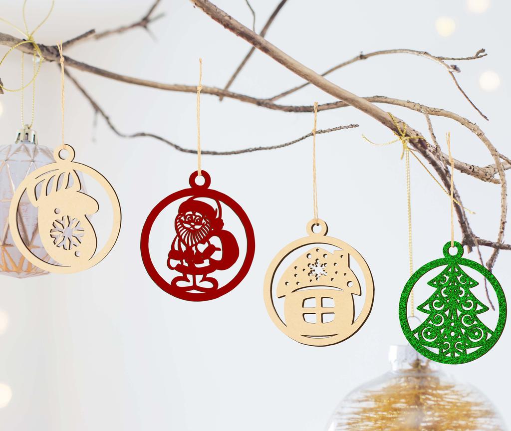 Inkdotpot 18 шт. Рождественские украшения, незаконченные деревянные лазерные вырезы в форме дерева/колокольчика, подвесное украшение