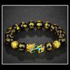 Pixiu Men Obsidian Stone Beads Attract Wealth Thermochromism Good Luck Bangle Wristband Bracelets