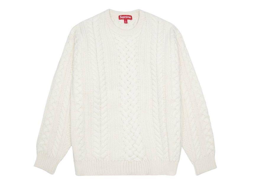 Supreme Свитер с аппликацией из вязаного полотна цвета слоновой кости