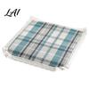Thin Cushion for Student Chair Cotton Linen Pad Striped Plaid Dining Mat with Lace Trim Pastoral Style Breathable Seat Pad Ties Office Barstool