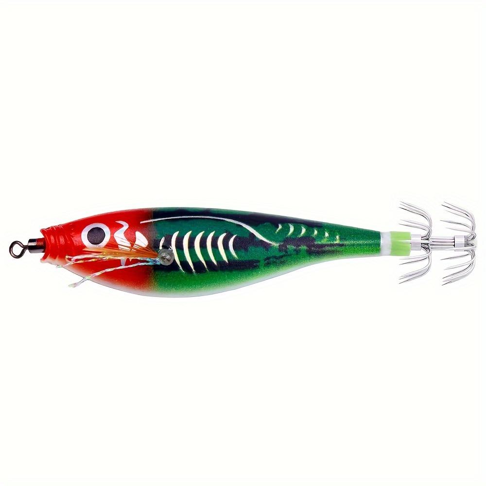 1Pcs Luminous Squid Jig 3.74in (9.5cm) 10g, Multi-Color PVC Fishing Lure Sharp Hooks Lines Sea Fishing Bait Squid Fishing Lures