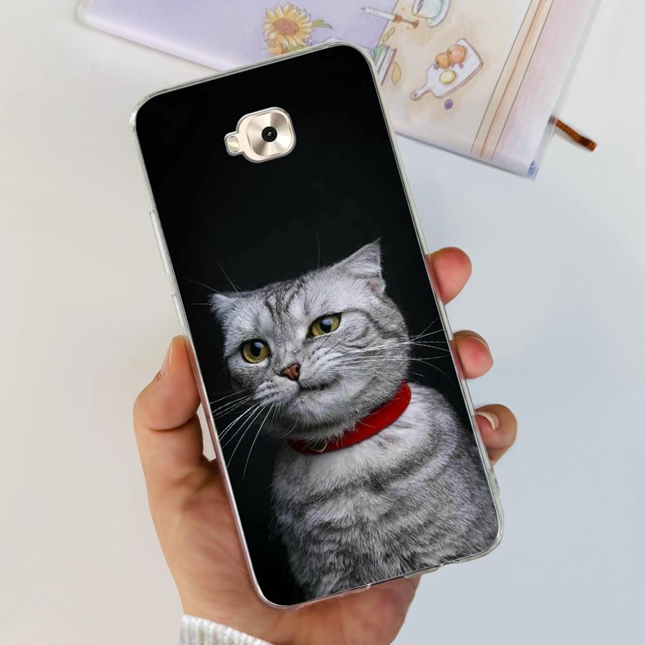 Soft TPU Slim Capa For ASUS ZENFONE ZOOM S ZE553KL Case ASUS ZENFONE 4 SELFIE ZD553KL Back Cover Transparent Cow Print Lion Etui