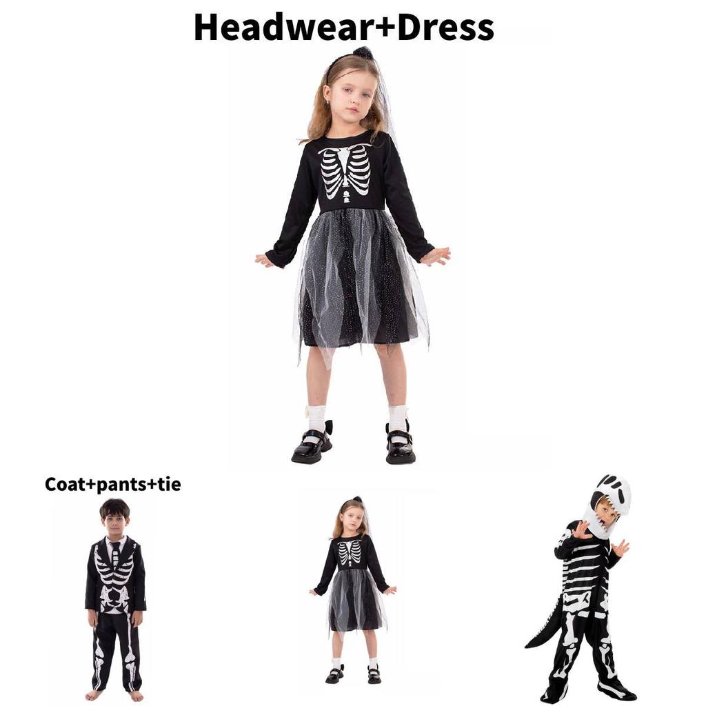 Костюм скелета для косплея для детей на Хэллоуин и сценическое представление