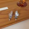 1 пара женских серег, инкрустированных кубическим цирконием, серьги в форме бабочек, серьги-пусеты для свидания, ювелирные аксессуары