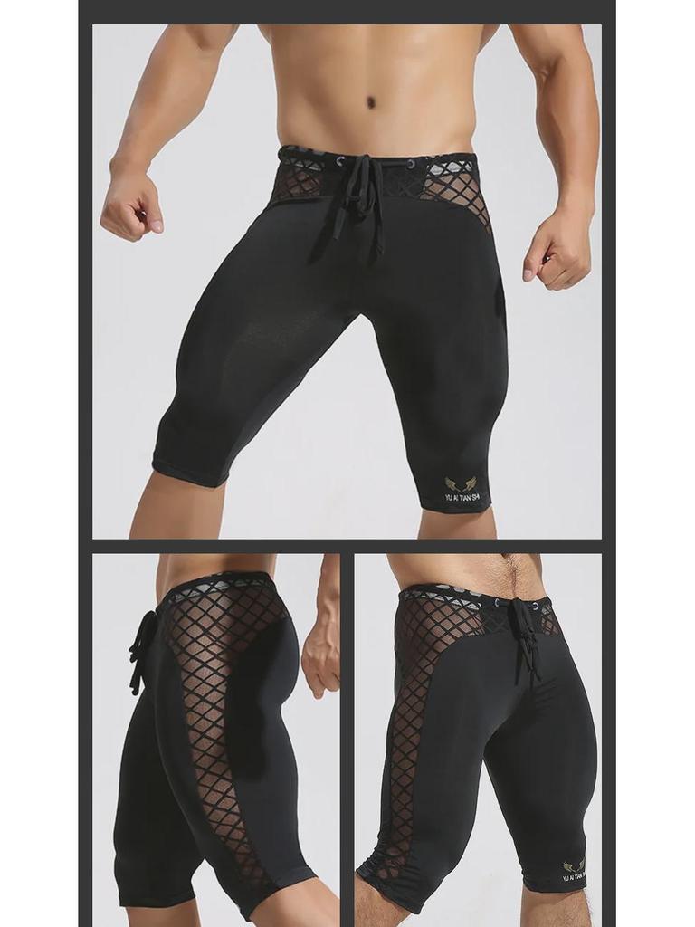 Мужские облегающие спортивные штаны для бега из ледяного шелка и нейлона