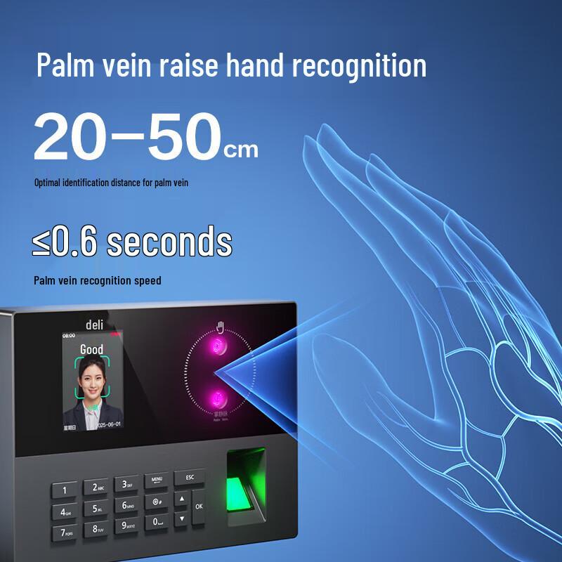 Deli Multi-Biometric Time Attendance System CN plug (adapter included)