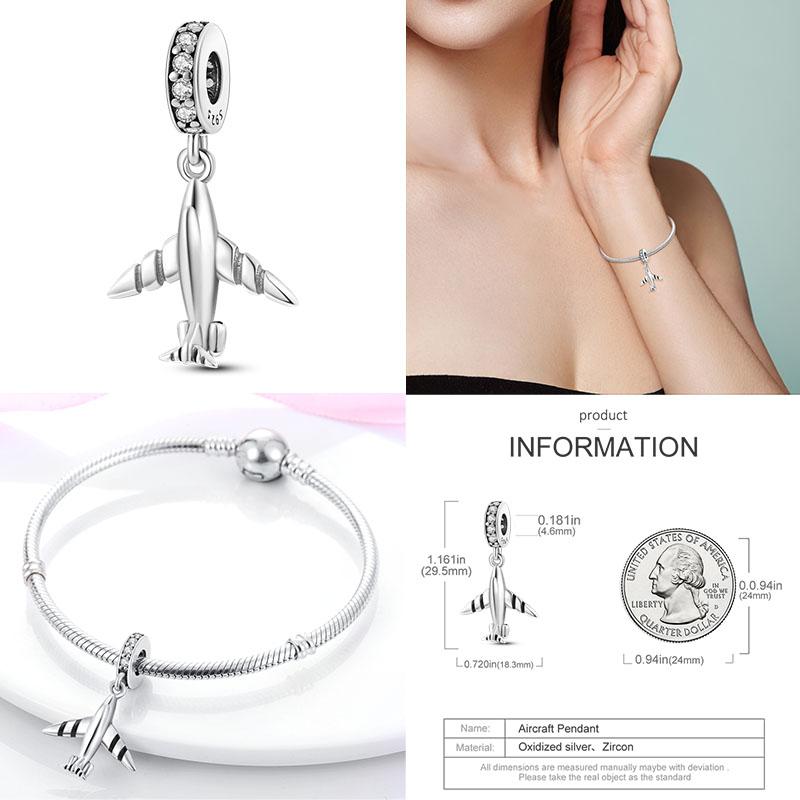 Шарм Медь Путешествия Самолет Земля Бусины Подвеска Подходит Оригинальный Браслет Сделай Сам Изысканные Ювелирные Изделия Шармы