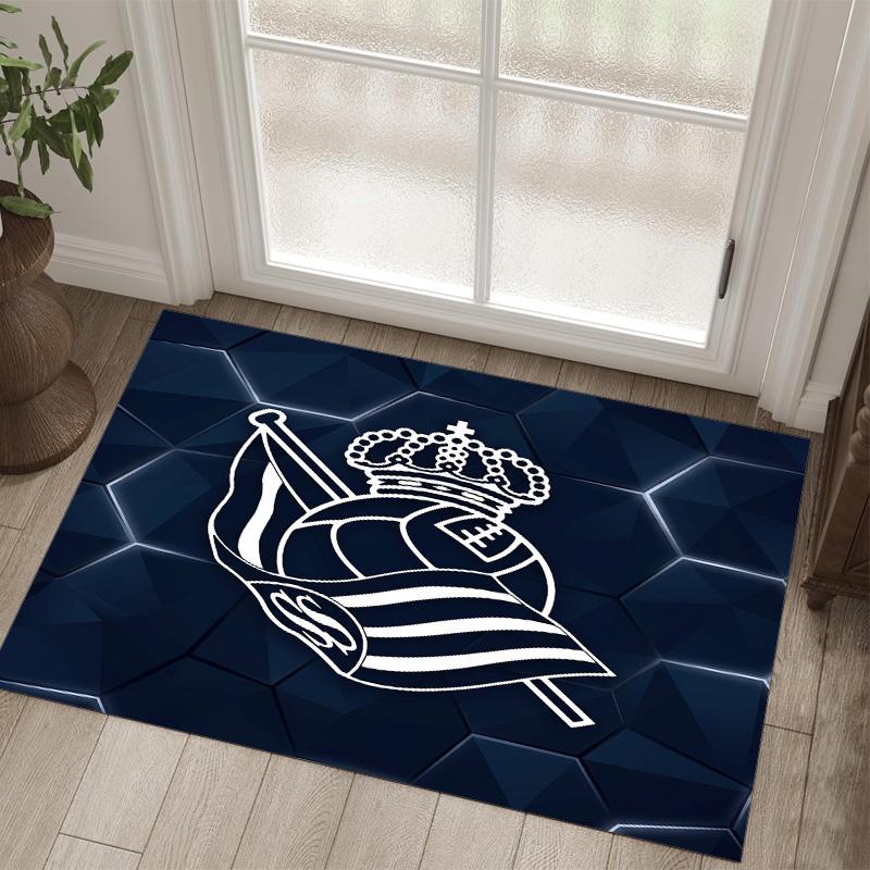 Real Sociedad FC Design Crystal Velvet Carpet Cozy Non?Slip Printed Rug For Bedroom Living Room Entrance