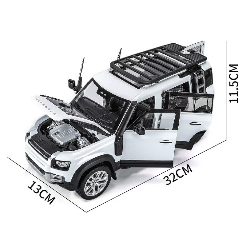 Large 1/18 Land Rover Defender Range Rover SUV Off-road Alloy Model Car Die-cast Vehicle Collection Sound and Light Pull Back Boy Toy Children's Gift