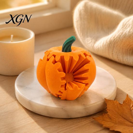 Creative Desktop Decoration 3D Printed Gear Ball Pumpkin Fidget Toy, Flexible Spinner Ornaments, Stress Relief Sensory Toys Toy for Home Office