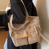 Корейская версия повседневной вельветовой сумки под мышкой, новая модная женская сумка через плечо, литературная сумка-тоут большой вместимости в стиле инс