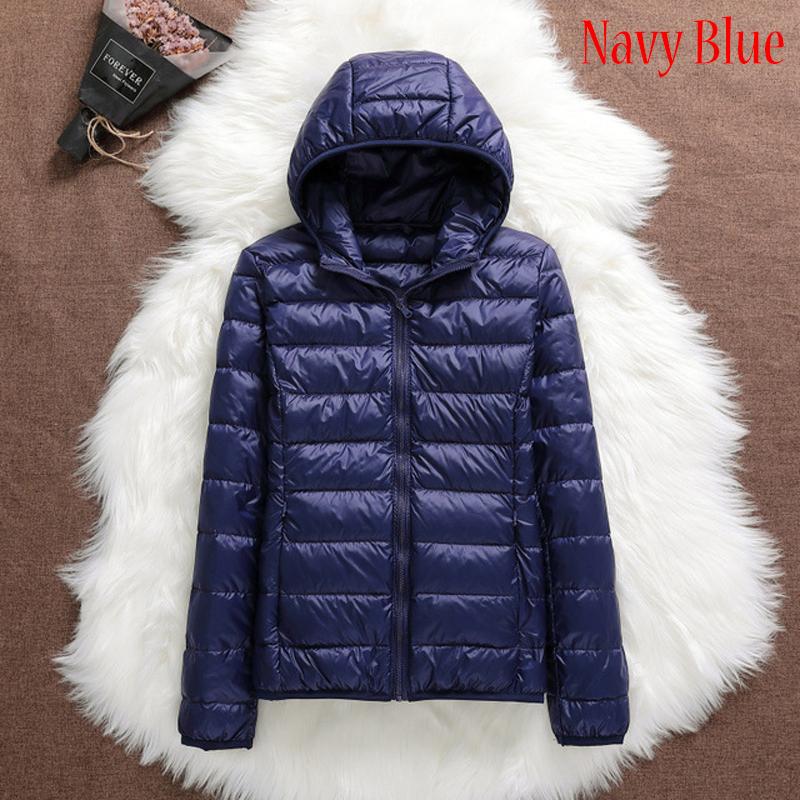 Women Casual Windproof Parka White Duck Down Jacket Coat Hooded Warm Autumn Winter