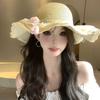 Wide Brim Straw Woven Hat Sweet Bow Sunscreen Hat Fashion Lace Tulip Sun Hat Seaside