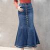Женская джинсовая юбка, юбка-зонтик, большая свободная юбка, юбка средней длины, приталенный крой