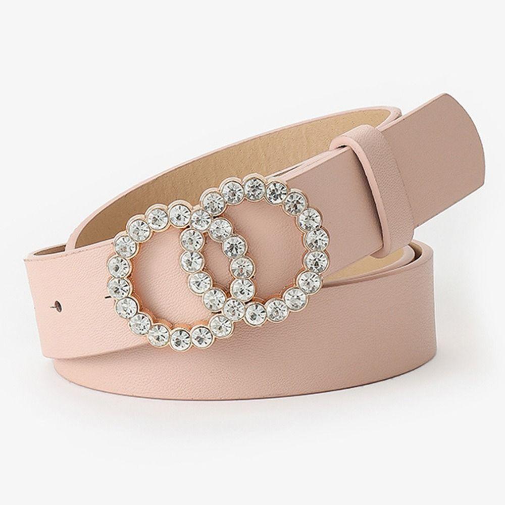 Юбка Брюки Пояса Два Круга Бриллиант Кожаный Ремень Двойная Кольцевая Пряжка Пояс Дамские Платье Ремни