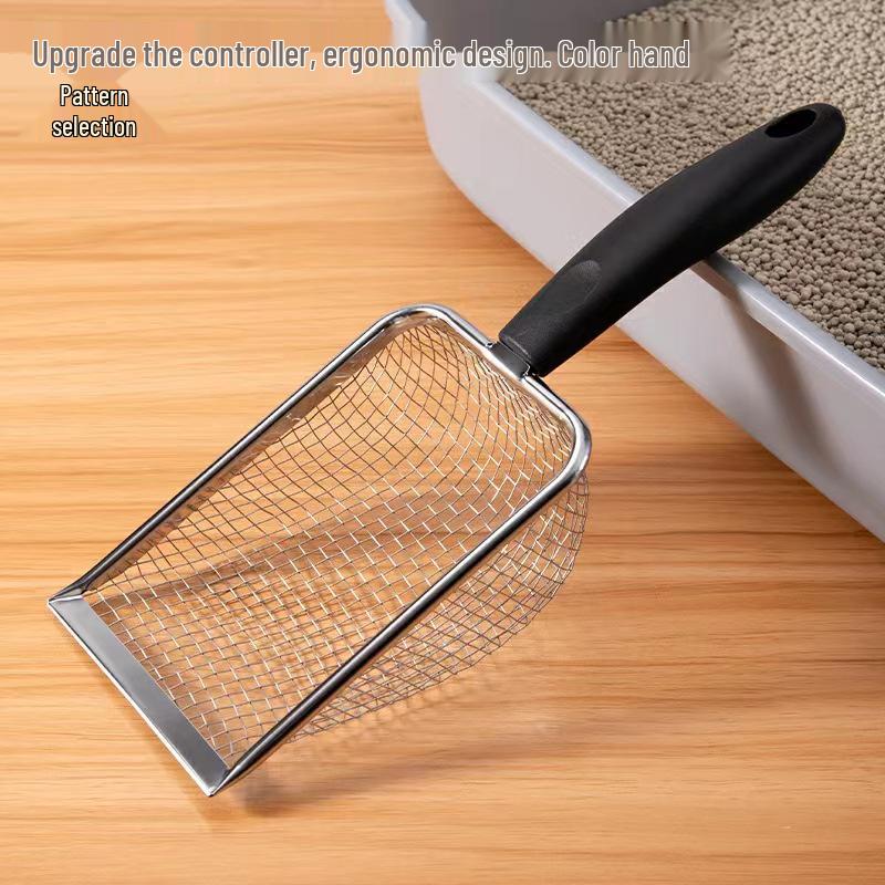 Upgraded Cross-Border Long-Handle Stainless Steel Scoop for Cat Litter, Quails, Reptiles, and Beach Use