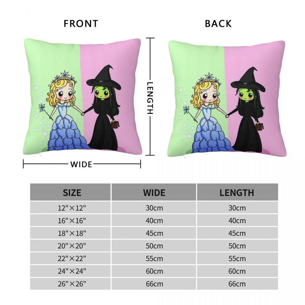 Wicked Elphaba Glinda Square Pillowcase Polyester Linen Velvet Creative Zip Decor Car Cushion Case