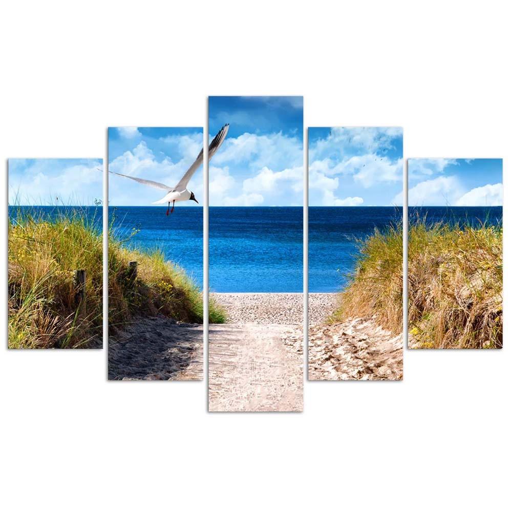 Feeby Five piece picture canvas print, Welcome to the sea