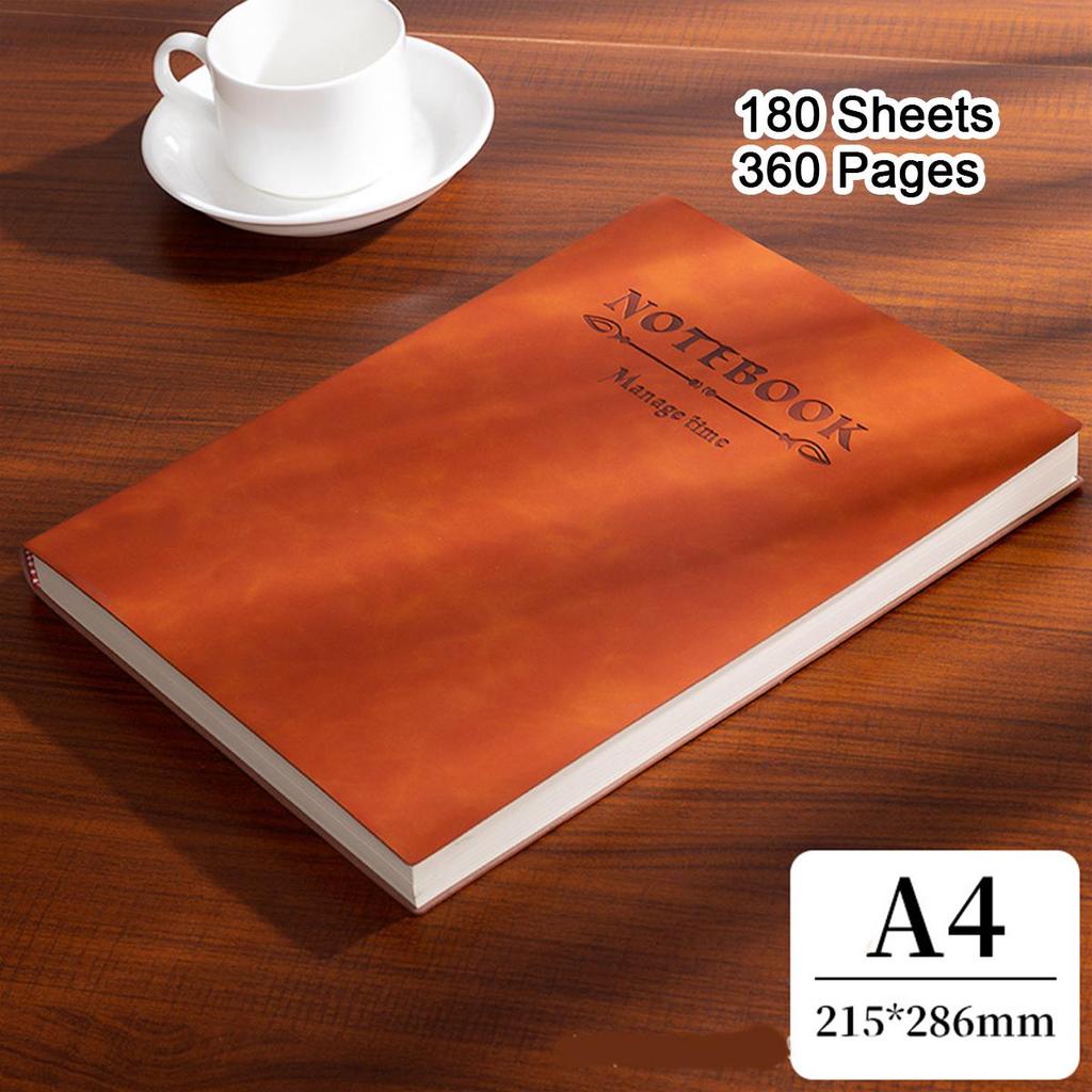 A4/A5/B5 Soft Leather Notebook, Lined Pages, Business Meeting Record Book, Notepad, Student Diary, Subject Notes, 180 Sheets
