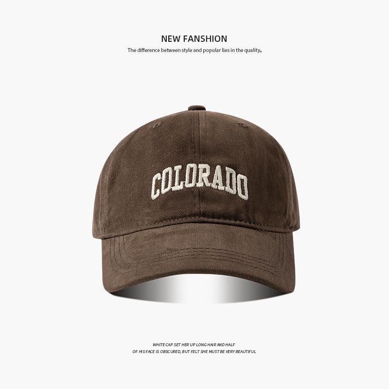 Women's Fashion Wide-Brim Embroidered Baseball Cap – Deep Coffee, Spring/Autumn, Japanese Style