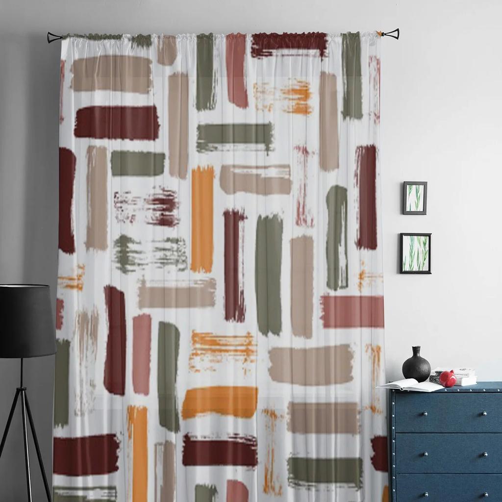 Тюлевая занавеска с абстрактным узором для гостиной, прозрачная занавеска для кухни, спальни, оконные шторы