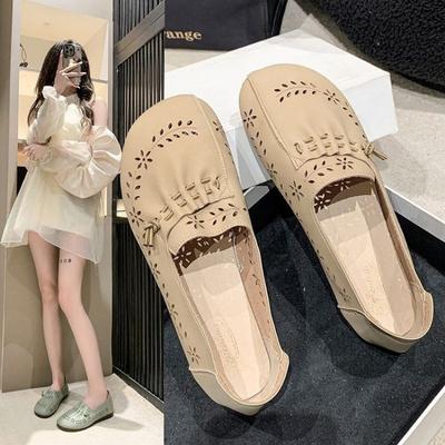 Женская обувь с мягкой подошвой, с вырезами, с мягким верхом, дышащая для ног, обувь для новых мам весна-лето 2025, удобные и нескользящие женские одинарные