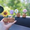 Pure Handmade Braid Sunflower Car Center Console Ornaments Potted Plants Flower Rose Car Interior Decoration Accessories