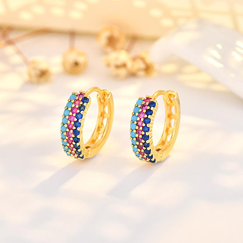 Color Zircon Ear Buckles, Slightly Inlaid Geometric Earrings, Simple And Personalized Earrings With Temperament