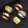 Литье ювелирных изделий из нержавеющей стали Квадратное глянцевое матовое кольцо Хип-хоп личность Кольцо из титановой стали Набор из пяти предметов