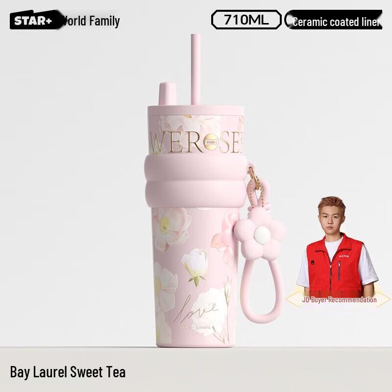 Термокружка Shi Da Jia Aurora Starry Night 710 мл из нержавеющей стали с керамическим покрытием и крышкой-соломкой