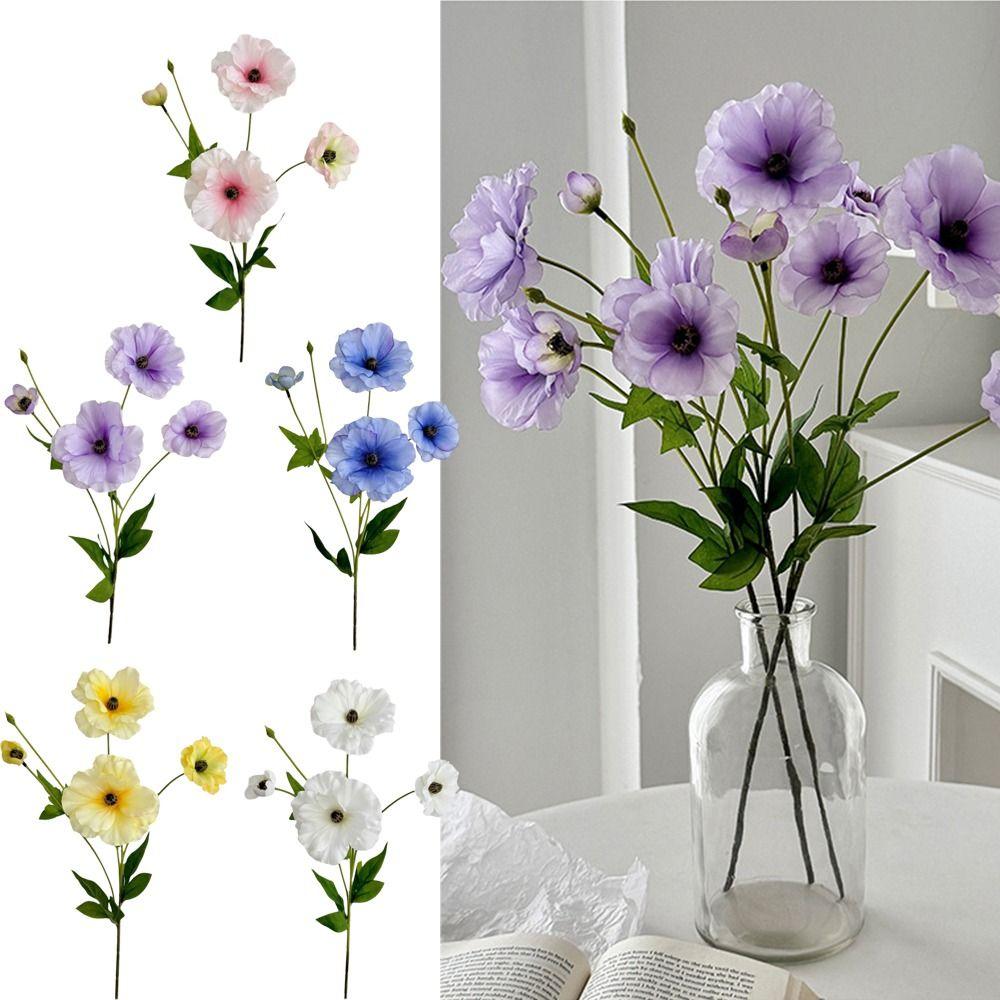 3 Head Fake Flower Bouquet Ins Style Photo Props Butterfly Peony Artificial Flower  Table Patio