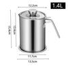 LBFXQ Oil Pot, Stainless Steel Oil Strainer, 1.4L Tempura Oil Filter Cartridge, Oil Container, Strainer, Oil Potc