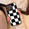 Черно-белый шахматный узор PC+TPU Чехол для телефона Для Iphone 17 Air 16 15 14 13 12 11Pro Max Жесткий пластик