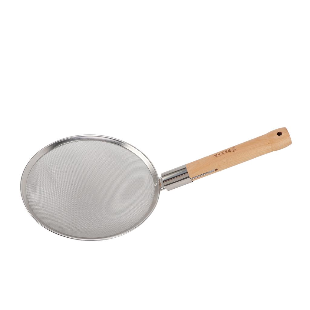 Шумовка с мелкой сеткой и деревянной ручкой из нержавеющей стали 304, легкая, портативная, большая, с прорезями