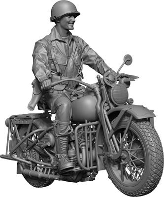 Модель H3 1/48 Вторая мировая война Американская воздушно-десантная дивизия Всадник Железный Конь (с мотоциклом) Набор 3D-принтера HS48107 (Человек)