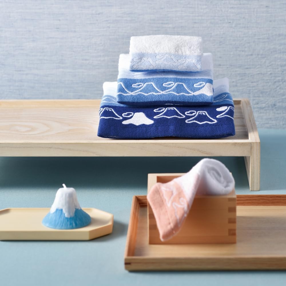 Dolce duo Подарочный набор полотенец Imabari из 4 штук: для лица, банное, для рук. Деревянная коробка. Идеально для пожелания скорейшего выздоровления. Сделано в Японии (Монтана. Фудзи) - Полотенце, Полотенце, - - Подарки,