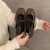 Women's Mary Jane Shoes Square Closed Toe Low Heels Dressy Shoes Chunky Block Heel Dressy Shoes for Women Mary Janes Flats with Adjustable Ankle Strap