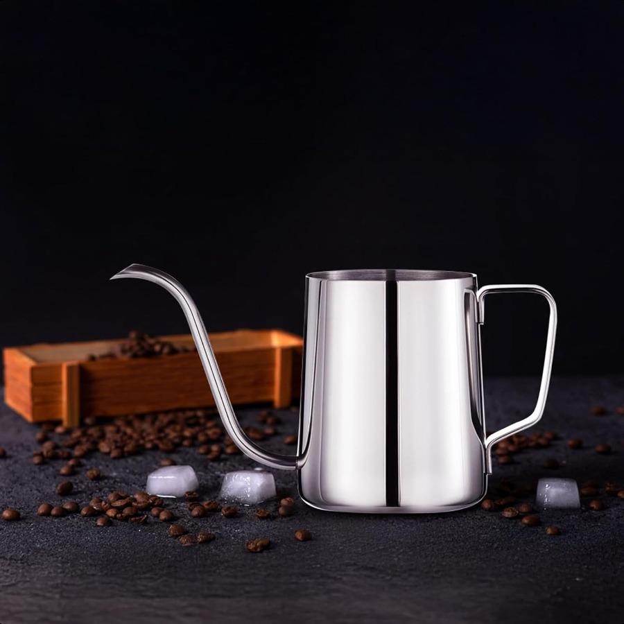 Чайник для пуровера с носиком «гусиная шея», кофейник/чайник 12 унций, с ручкой для подвешивания, ручной, с тупым длинным узким носиком для капельного полива, чайник «гусиная шея» для кемпинга, для кофе