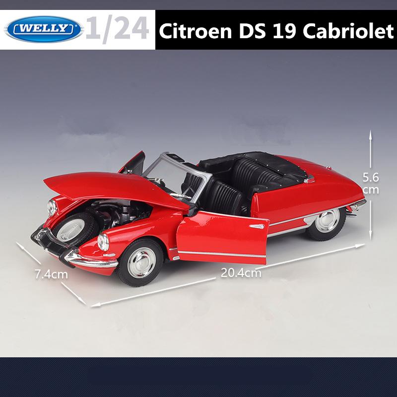Welly 1/24 Citroen DS19 Кабриолет Сплав Классический Спортивный Автомобиль Модель Литой Металл Ретро Автомобиль Модели Автомобилей Симуляция Детская Игрушка Подарок