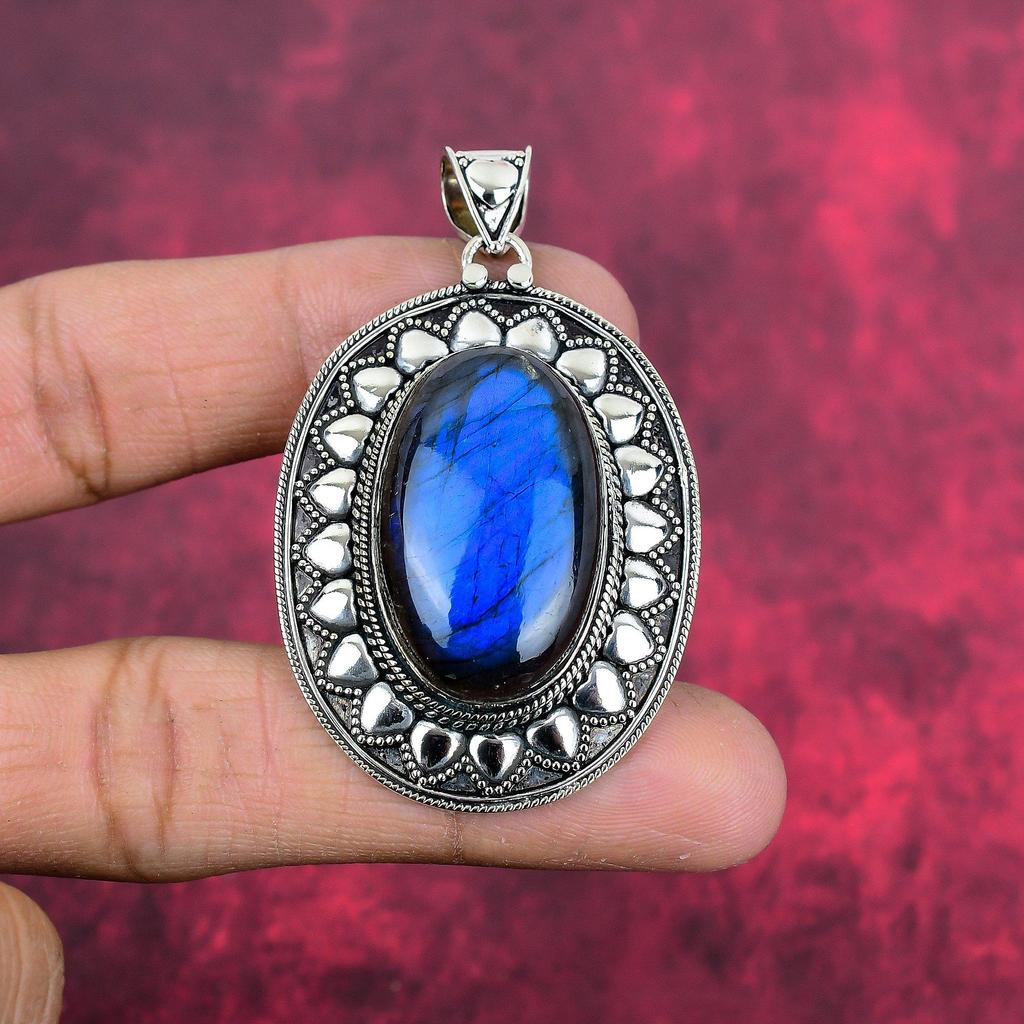 Подвеска из лабрадорита, ручная работа, драгоценный камень, серебряный кулон 925 пробы, антикварная бижутерия, для подарка, серебряные украшения