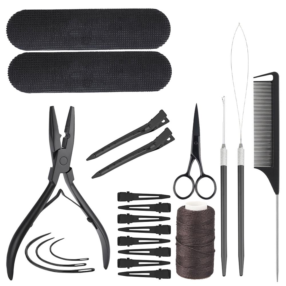 Набор инструментов для наращивания волос, плоскогубцы для наращивания волос, полиэфирная петля для натягивания ниток, укладка волос, наращивание утка