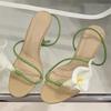 Sexy PVC Transparent Flower Narrow Band Women Sandals Street Style Open Toe Thin High Heels Party Prom Shoes