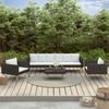 Garden Furniture Set - vidaXL - 4 Pcs - Black Braided Resin - Cushions Included - Contemporary Style