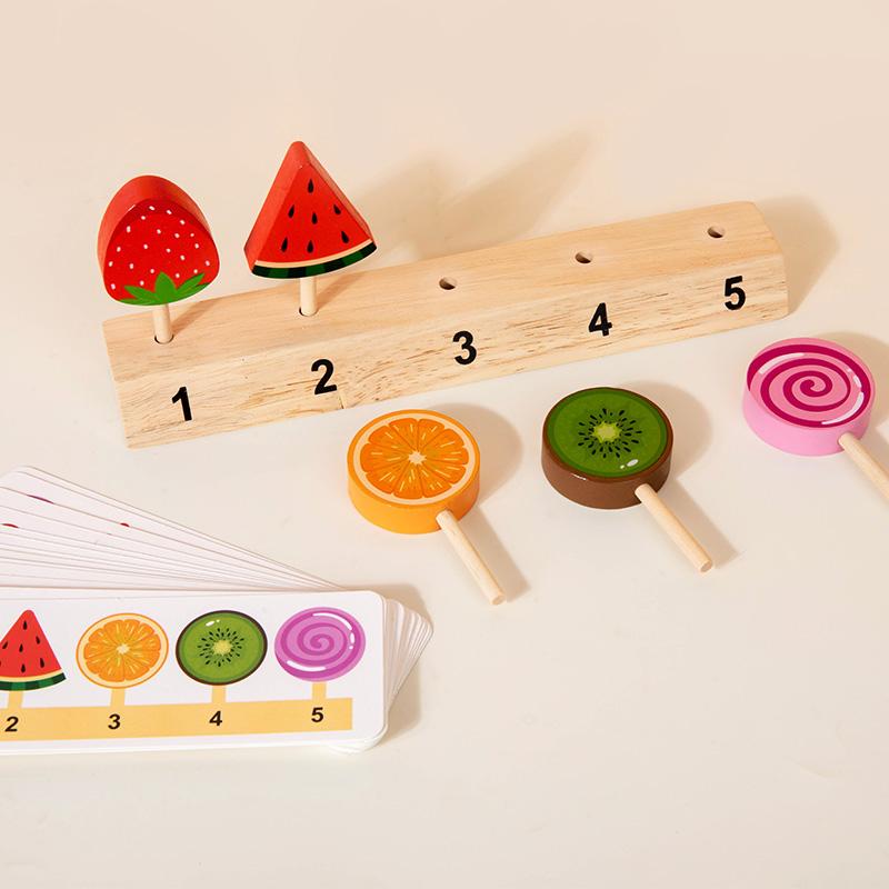 DIY Simulation Wooden Pretend Play Game Ice cream lollipop Color Cognition Matching Early Education Toys For Children Kids