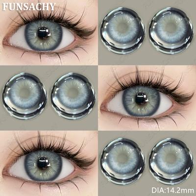 FUNSACHY 2 шт. серые контактные линзы для глаз Colorcon коричневые контактные линзы для глаз макияж коричневая/серая косметика для учеников ежегодное использование