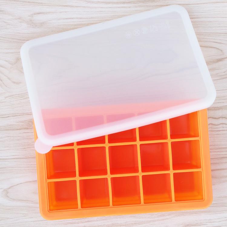 Platinum Grade Silicone Ice Tray with Lid - 15 Grid Baby Food and Ice Cube Mold