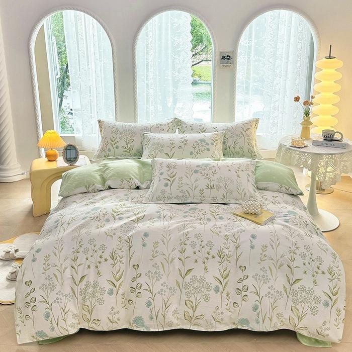 Маленький свежий чистый хлопок четырехсекционный простыня трехсекционный пододеяльник постельное белье